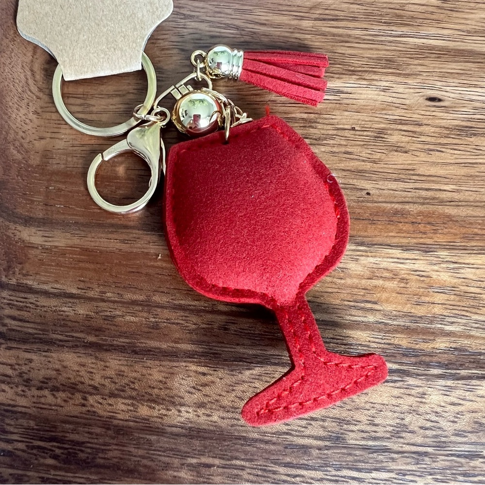 Multi-Color Bling Rhinestone Wine Glass Puffy Tassel Key Chain Purse‎ Charm - Picture 4 of 5